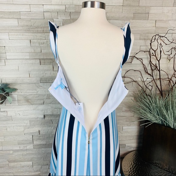 Draper James NWT Stripe Midi Dress White/Blue $250 - Picture 9 of 14
